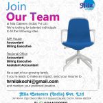 Job Openings at Nila Caterers-Accountant, Billing Executive, Assistant Accountant